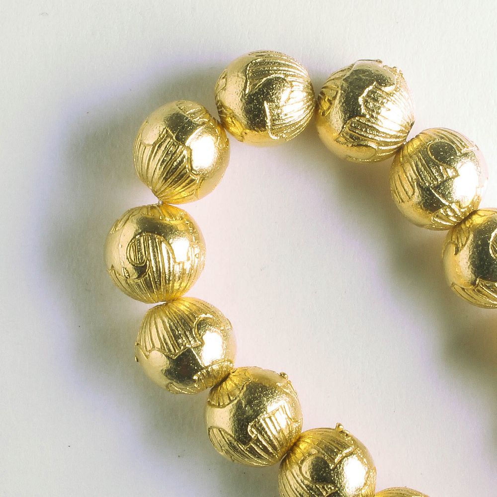 Pewter Beads, Gold Plated - 8" Strand