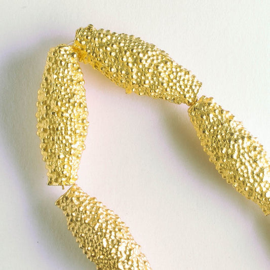 Pewter Beads, Gold Plated - 8" Strand