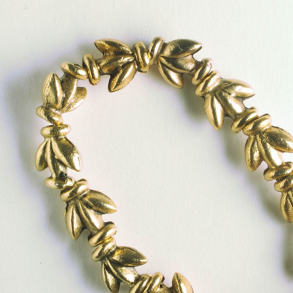 Pewter Beads, Gold Plated - 8" Strand