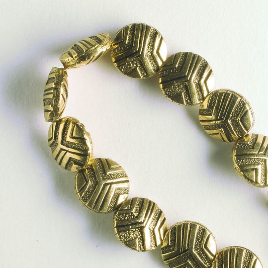 Pewter Beads, Gold Plated - 8" Strand