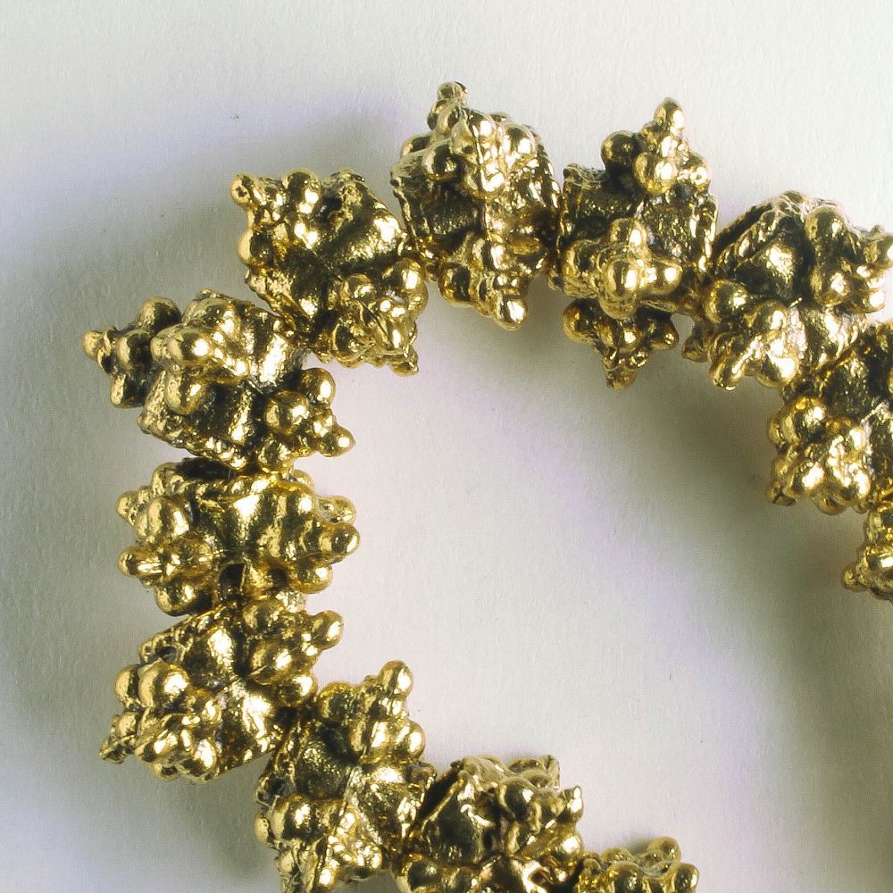 Pewter Beads, Gold Plated - 8" Strand