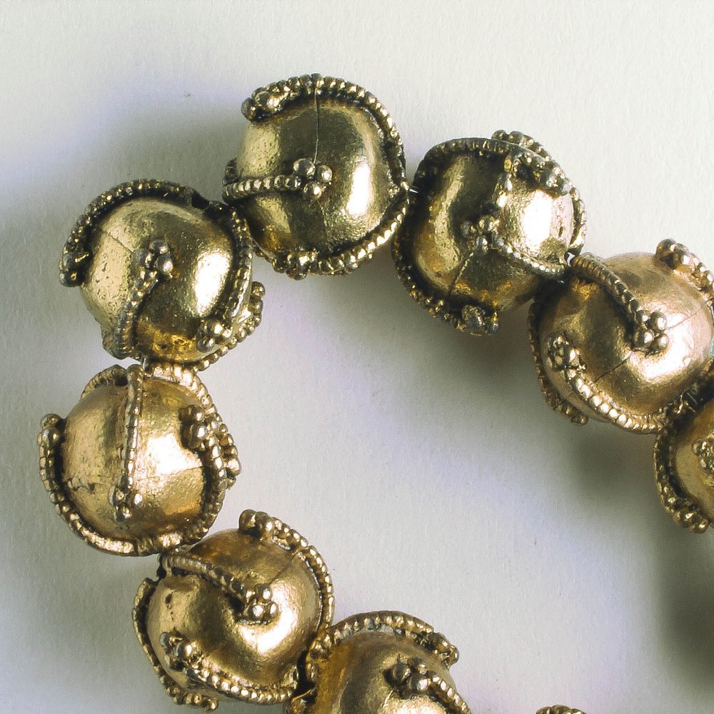 Pewter Beads, Gold Plated - 8" Strand