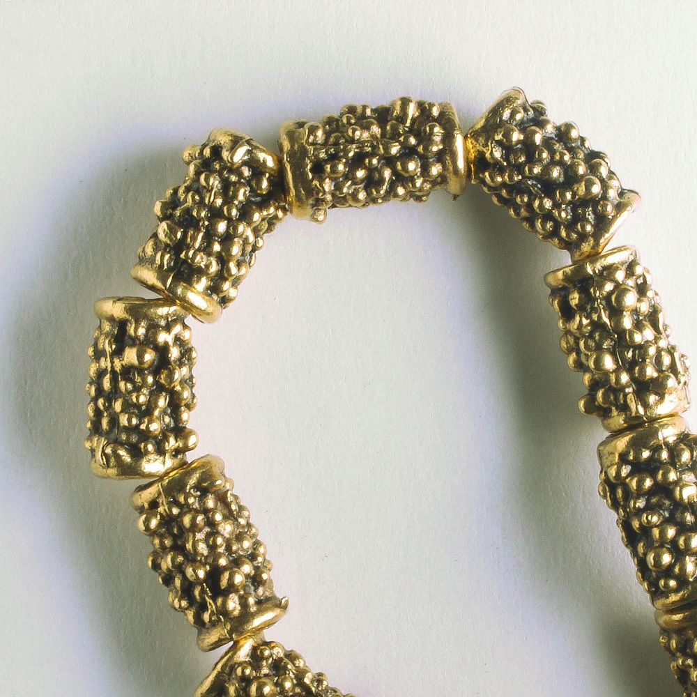 Pewter Beads, Gold Plated - 8" Strand