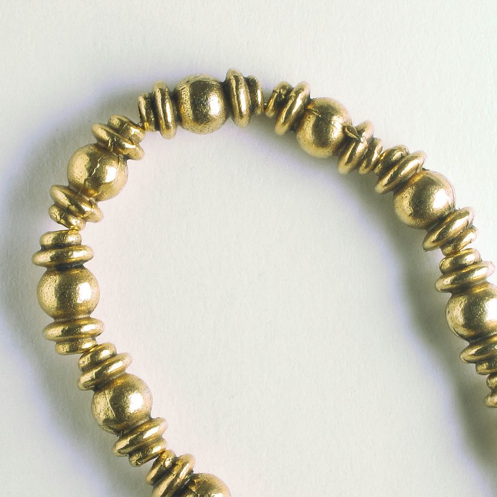 Pewter Beads, Gold Plated - 8" Strand