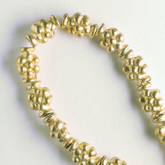 Pewter Beads, Gold Plated - 8" Strand