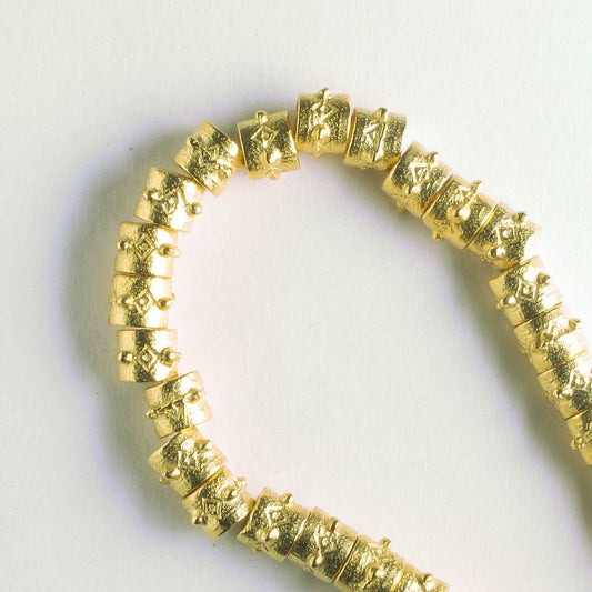 Pewter Beads, Gold Plated - 8" Strand