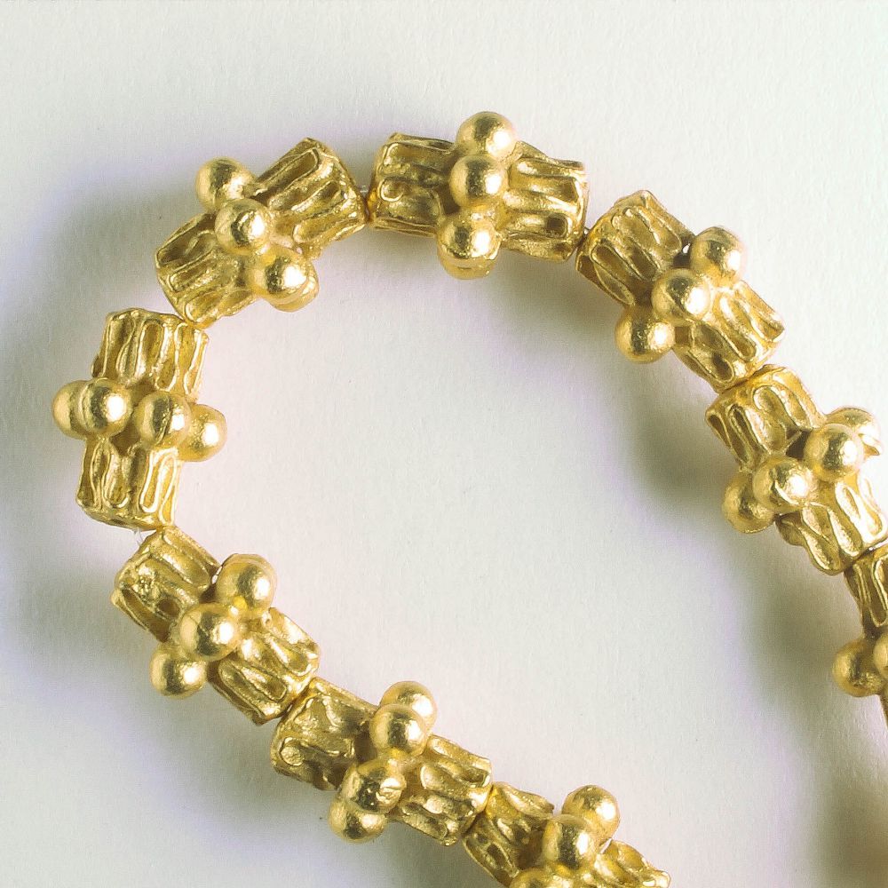 Pewter Beads, Gold Plated - 8" Strand