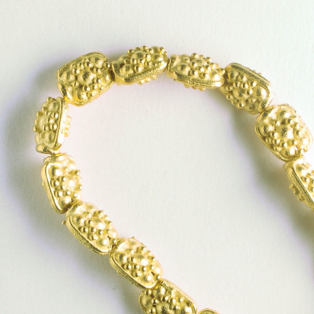 Pewter Beads, Gold Plated - 8" Strand