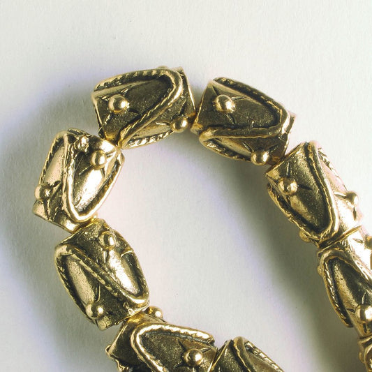 Pewter Beads, Gold Plated - 8" Strand