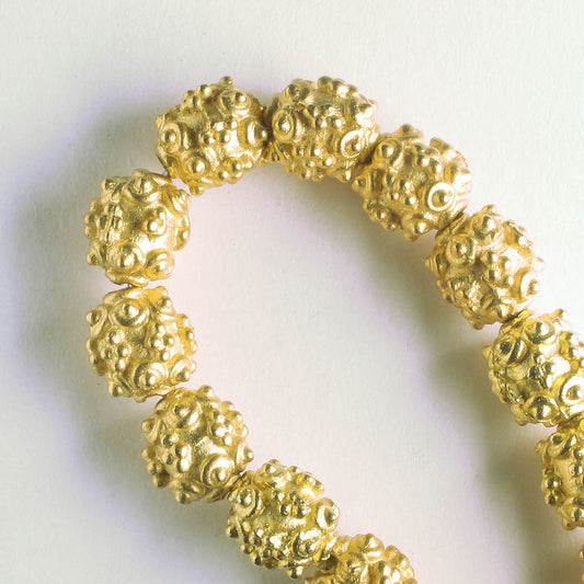 Pewter Beads, Gold Plated - 8" Strand