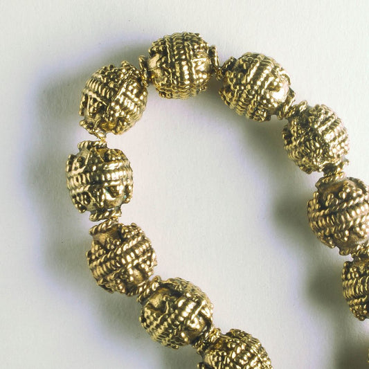 Pewter Beads, Gold Plated - 8" Strand