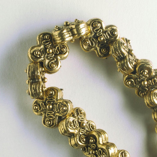 Pewter Beads, Gold Plated - 8" Strand