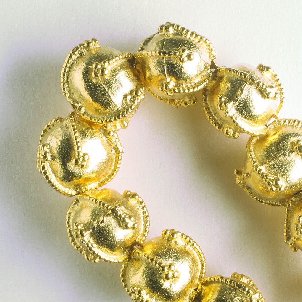 Pewter Beads, Gold Plated - 8" Strand