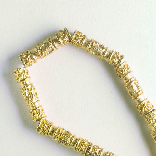 Pewter Beads, Gold Plated - 8" Strand