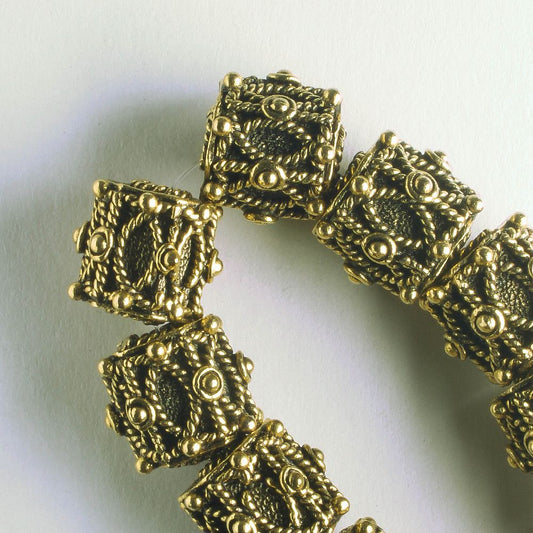 Pewter Beads, Gold Plated - 8" Strand