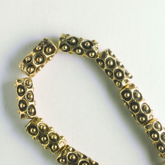 Pewter Beads, Gold Plated - 8" Strand