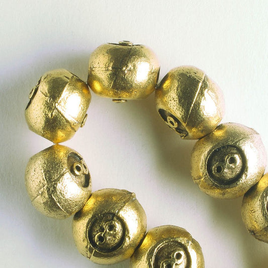 Pewter Beads, Gold Plated - 8" Strand