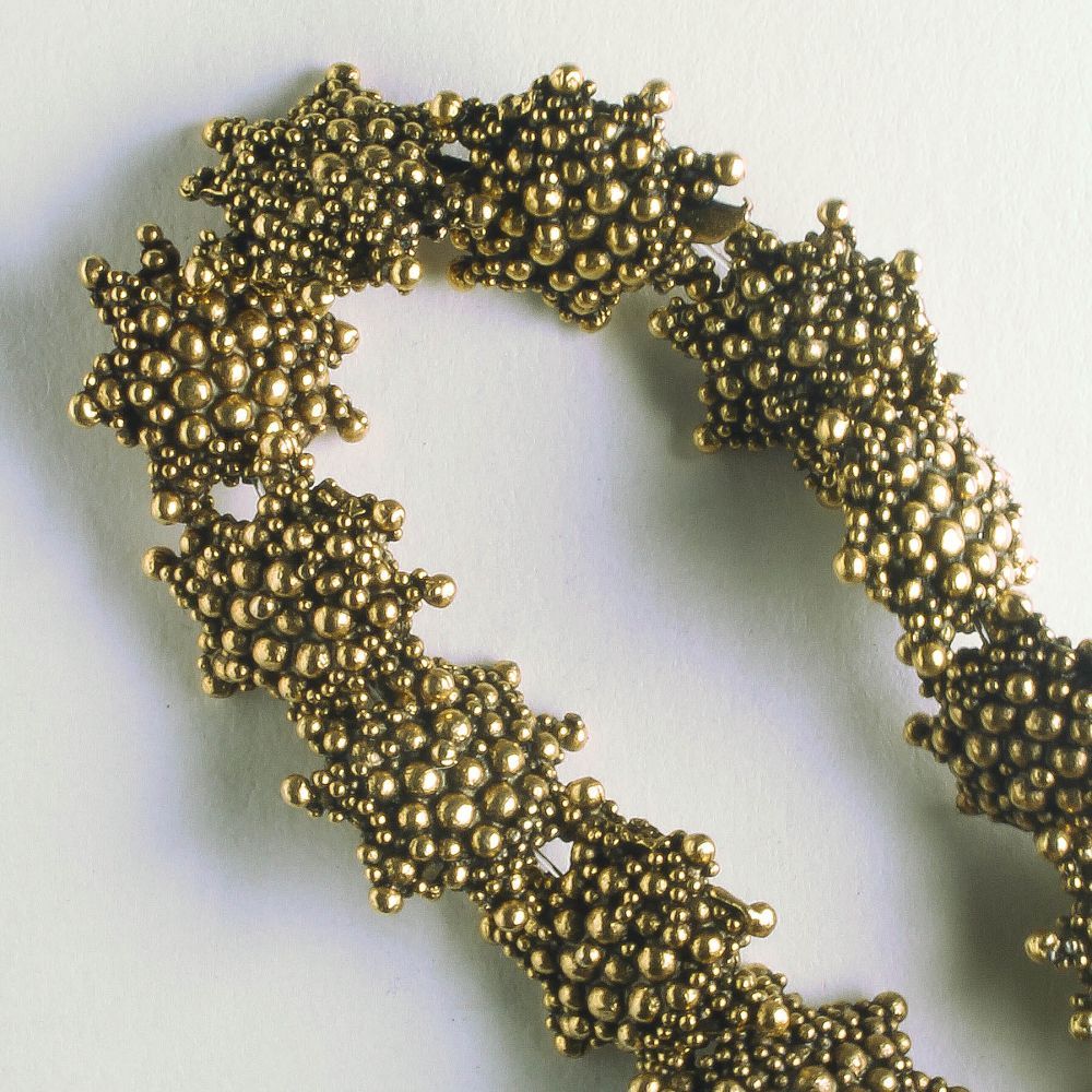 Pewter Beads, Gold Plated - 8" Strand