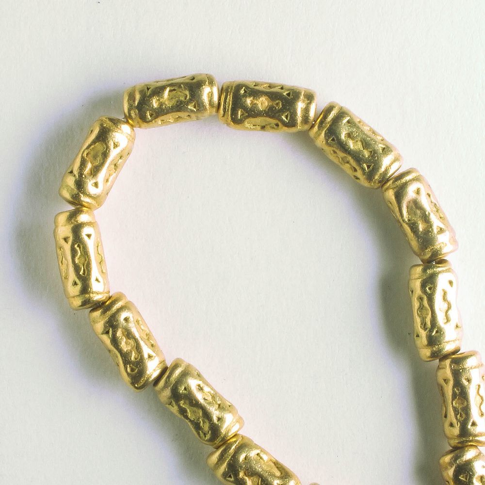 Pewter Beads, Gold Plated - 8" Strand