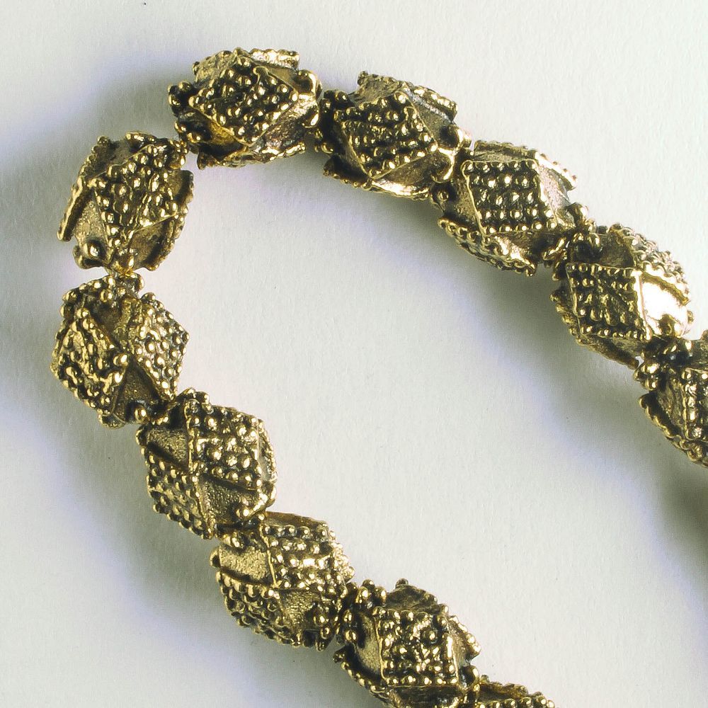 Pewter Beads, Gold Plated - 8" Strand