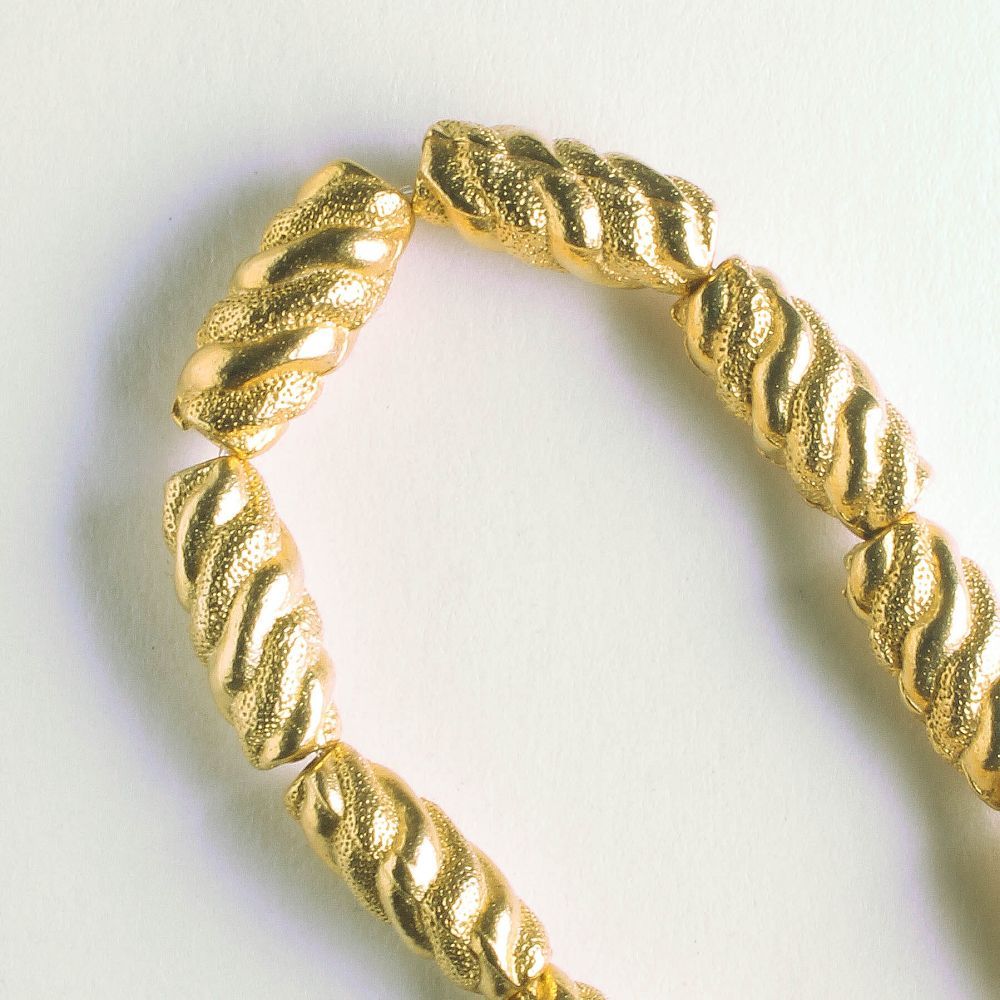 Pewter Beads, Gold Plated - 8" Strand