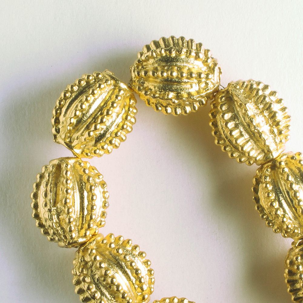 Pewter Beads, Gold Plated - 8" Strand