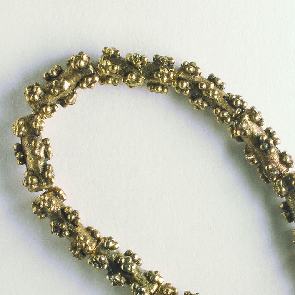 Pewter Beads, Gold Plated - 8" Strand